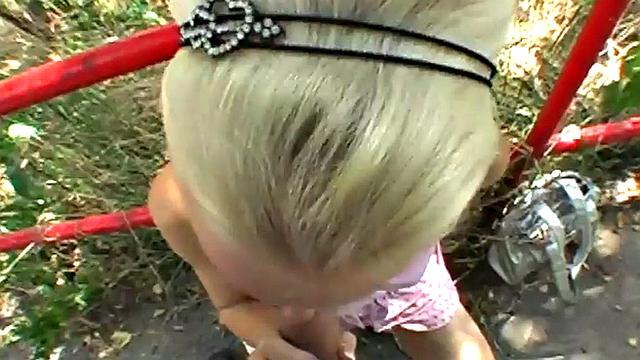 Public bae fucked outdoors in POV doggystyle