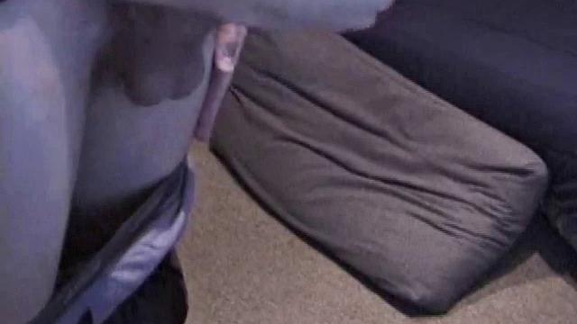 Lance is kicked back, while watching a porn video, as he works up a stiff one. Some determined cock stroking causes a cum explosion onto Lance's shirt, which he quickly licks up.