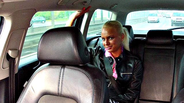 Blonde Explores Cabbie's Cock and Ball in a Taxi Ride