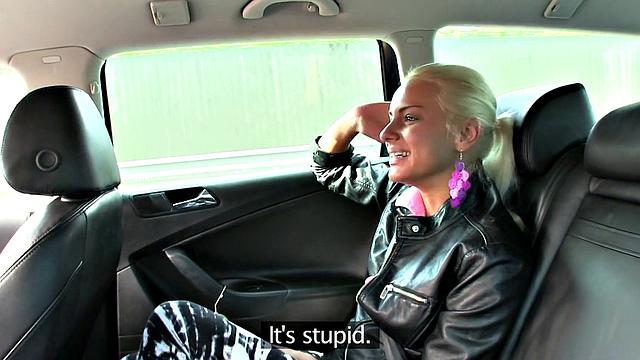 Blonde Explores Cabbie's Cock and Ball in a Taxi Ride