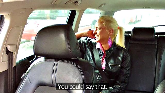 Blonde Explores Cabbie's Cock and Ball in a Taxi Ride