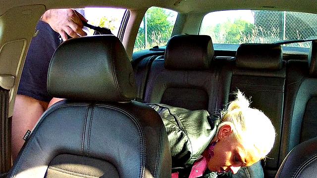 Blonde Explores Cabbie's Cock and Ball in a Taxi Ride