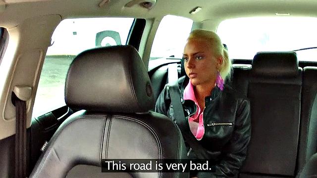 Blonde Explores Cabbie's Cock and Ball in a Taxi Ride