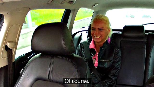 Blonde Explores Cabbie's Cock and Ball in a Taxi Ride