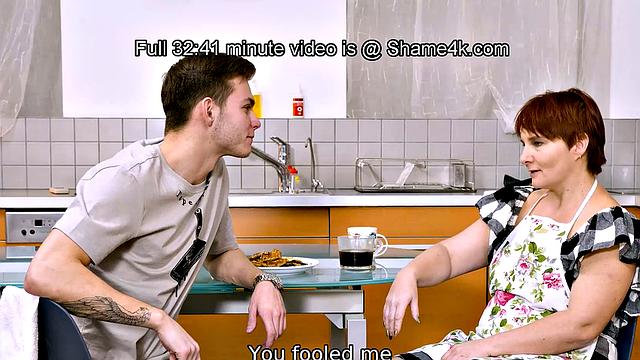 Redhead MILF Shame4K sucks and fucks before getting pounded in the kitchen