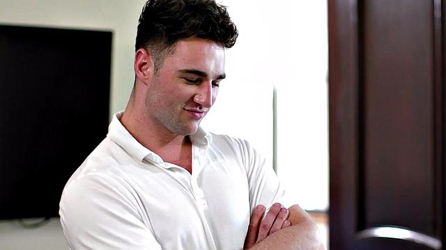 Handsome stud barebacks skinny twink at home