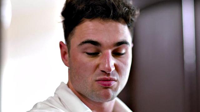 Handsome stud barebacks skinny twink at home