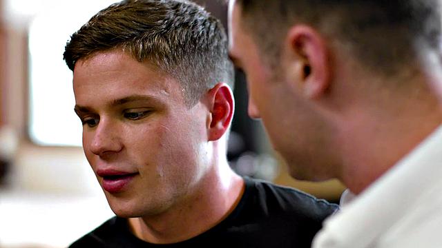 Handsome stud barebacks skinny twink at home