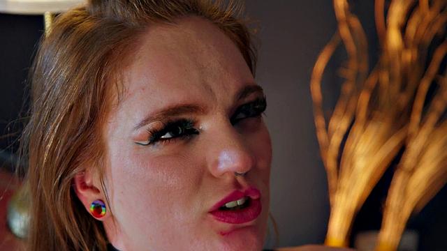 Watch as tattooed red head office babe gets her tight pussy drilled by her boss's hard cock