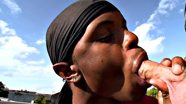 Black bottom picked up and fucked by white top outdoors