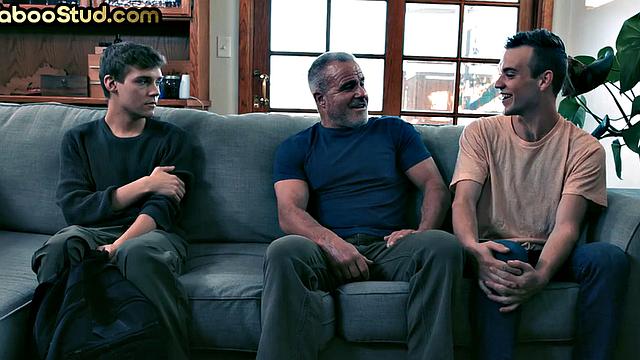 Taboo gaydaddy barebacks stepson while voyeur watching