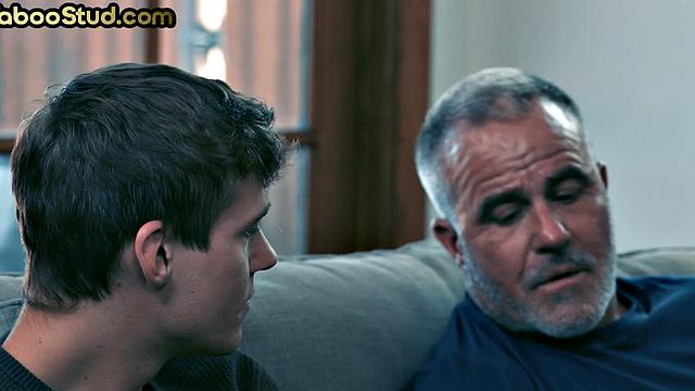Taboo gaydaddy barebacks stepson while voyeur watching