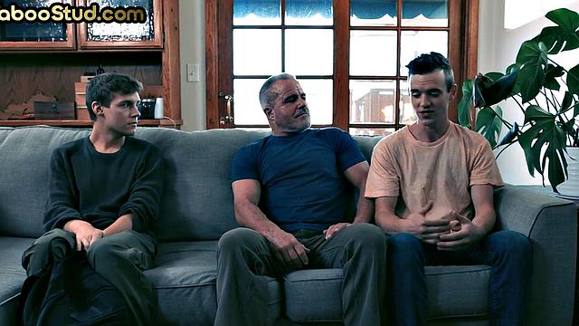 Taboo gaydaddy barebacks stepson while voyeur watching