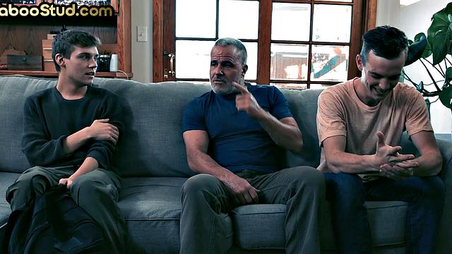 Taboo gaydaddy barebacks stepson while voyeur watching