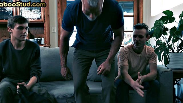 Taboo gaydaddy barebacks stepson while voyeur watching