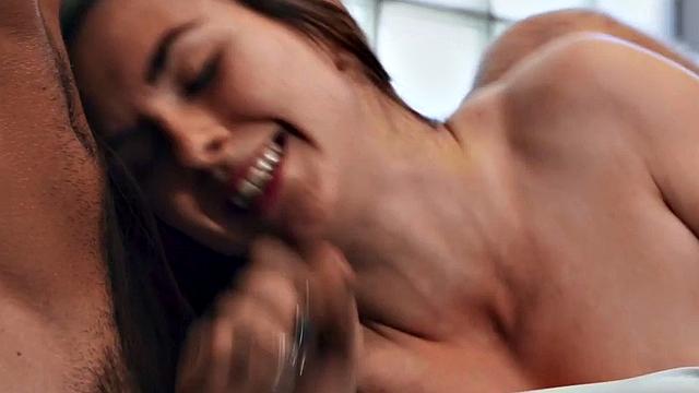 Cute strapon bisex babe sucks cock and fucks in 3way