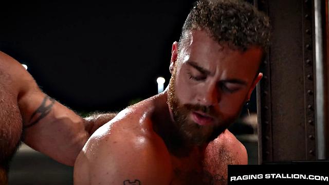 Beefy Hairy Dady Rails Muscly Jock In Parking - RagingStallion