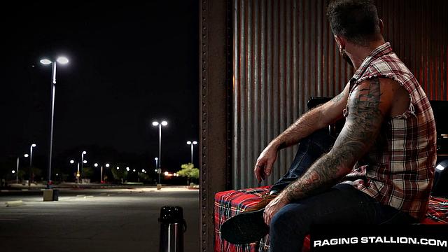 Beefy Hairy Dady Rails Muscly Jock In Parking - RagingStallion