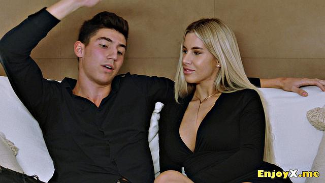 Hot light-haired Ema Karter rides a rock hard cock.