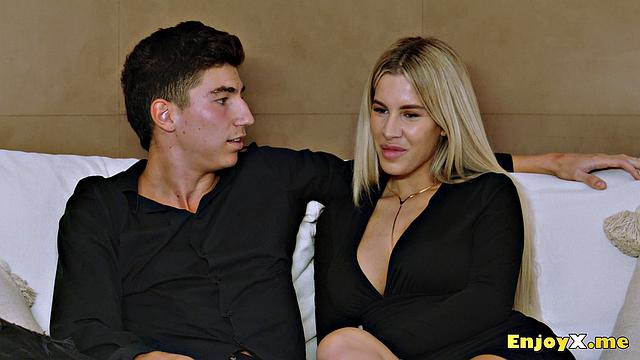 Hot light-haired Ema Karter rides a rock hard cock.