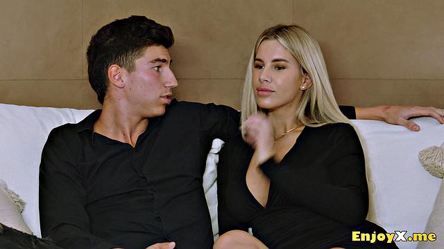 Hot light-haired Ema Karter rides a rock hard cock.