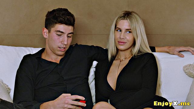 Hot light-haired Ema Karter rides a rock hard cock.