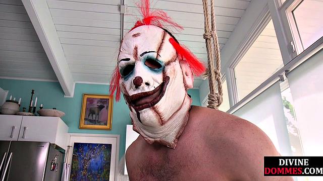 Horny Domina cockriding tied bitch