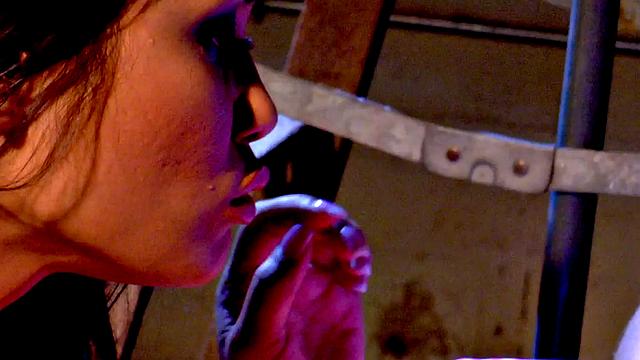 Kinky glamour les rubbing and licking under shower