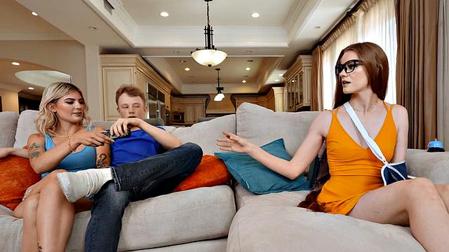 Hairy bigtitted babe fucked in pussy by big white dick