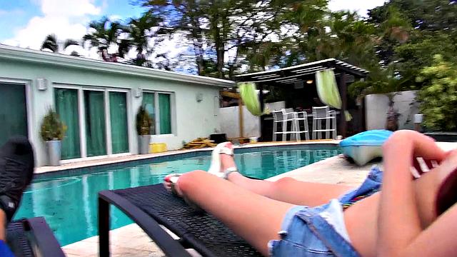 A skinny babe with small tits get pounded hard in doggystyle until she's covered in cum