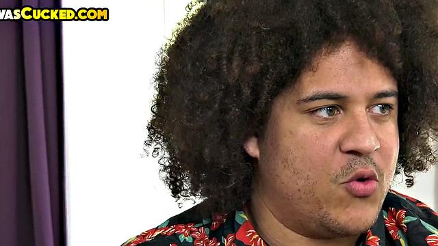 Cucked hubby watches bigbooty wife riding cock