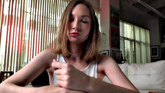 Handjob lover teasing passionate before big facial