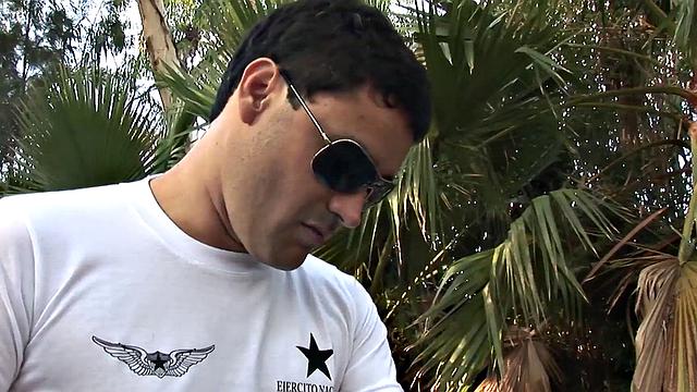 Skinny twink barebacked by military outdoors till cum