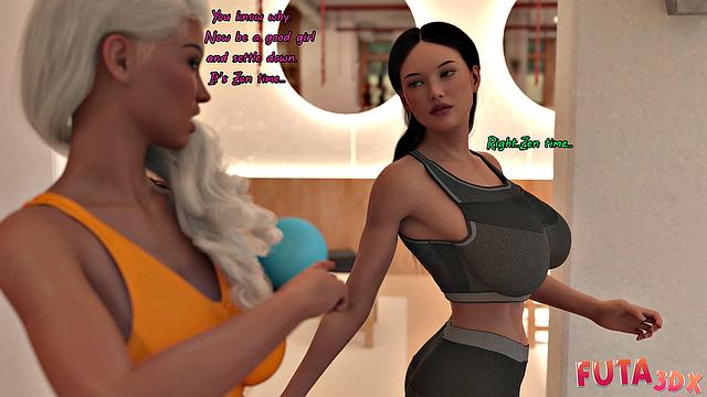 Futa3dX - Super Hot Babe Rides Brunette Futa's Dick