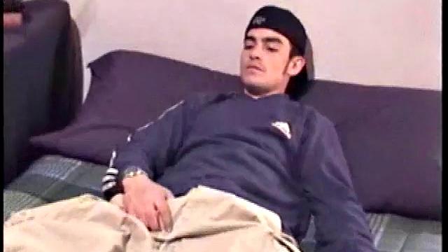 Even when he's fully dressed you can tell that Nicoya is heavily tattooed. Nicoya gets right to it, working up a pretty good bulge inside his boxers. By the time he takes off his cap and really grabs his dick, he's already leaking