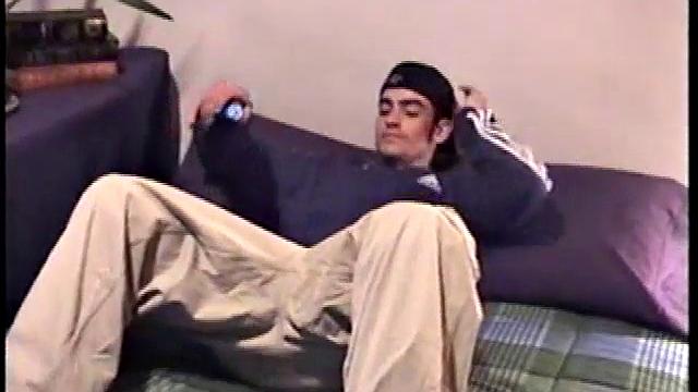 Even when he's fully dressed you can tell that Nicoya is heavily tattooed. Nicoya gets right to it, working up a pretty good bulge inside his boxers. By the time he takes off his cap and really grabs his dick, he's already leaking