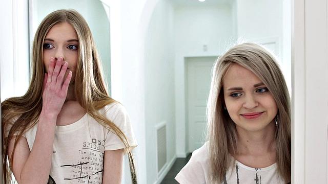 Horny Teen Blondes Adel Bye and Herda Wisky Make a Threesome with Big Rod