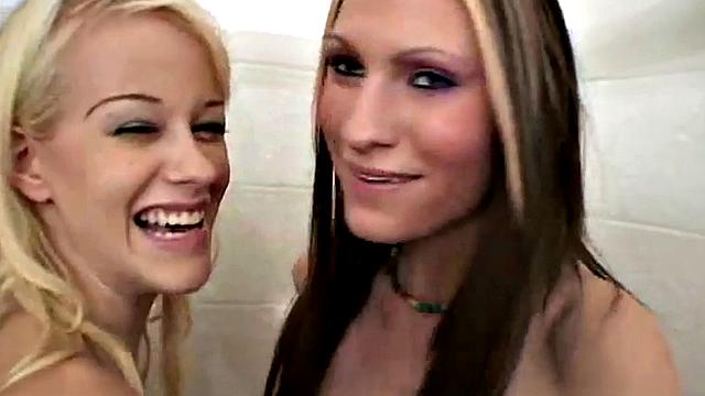 Lesbo twins eat in the shower