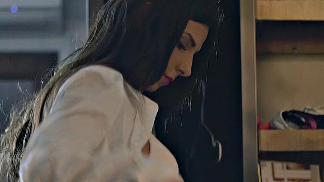 Latin teen with brown hair gets pounded in doggystyle while wearing skirt and socks