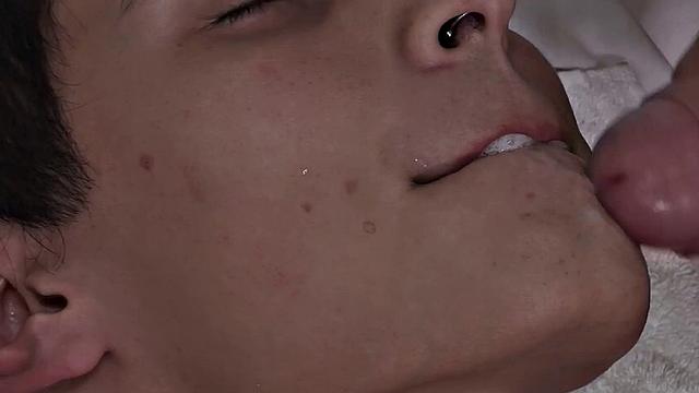 Skinny Latino fingered and rimmed by for mouth cumshot