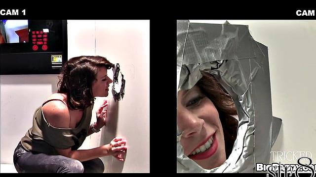 Fooled skinny guy in glory hole