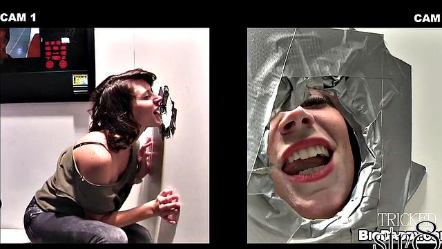 Fooled skinny guy in glory hole