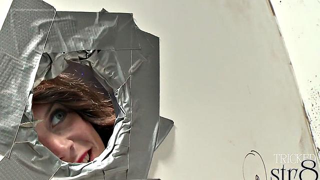 Fooled skinny guy in glory hole