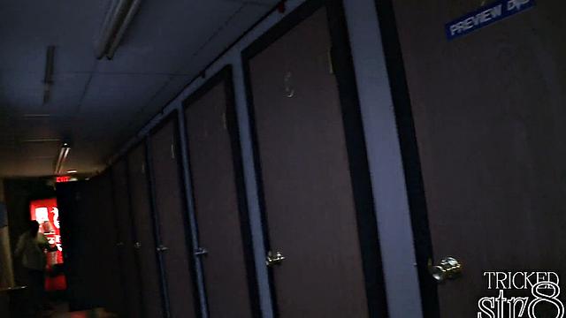 Fooled skinny guy in glory hole