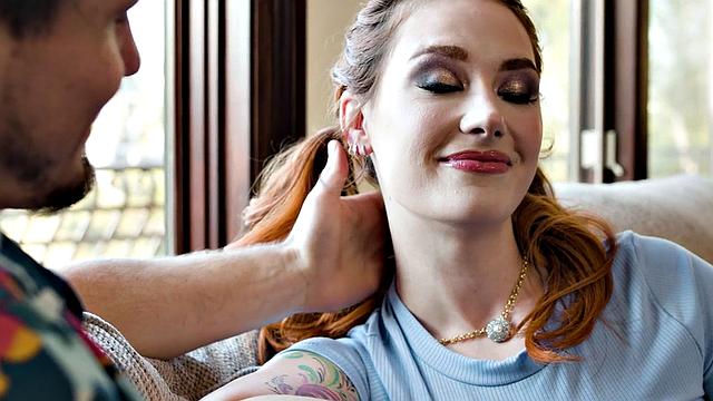 Desirable redhead makes love with her rimming partner