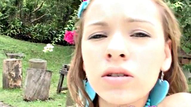 Watch this kinky teen lick her pussy in the great outdoors