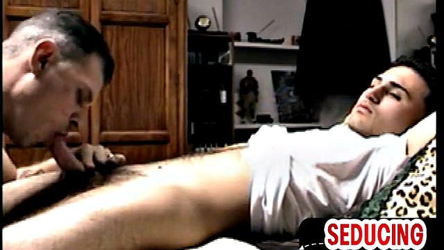 Hairy gets sucked while watching TV at home