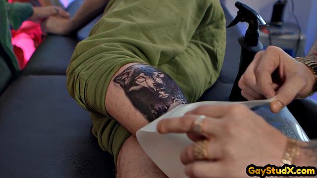 Inked skinny jock buttfucking horny partner