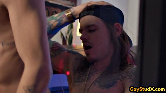 Inked skinny jock buttfucking horny partner