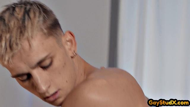 Inked skinny jock buttfucking horny partner